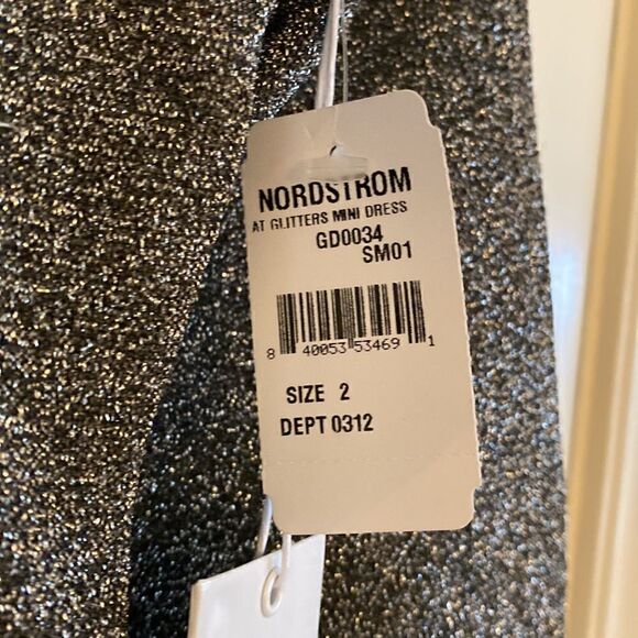 NWT Great American Bell Sleeve Silver Metallic Mini Dress Size 2 Medium - Picture 11 of 16